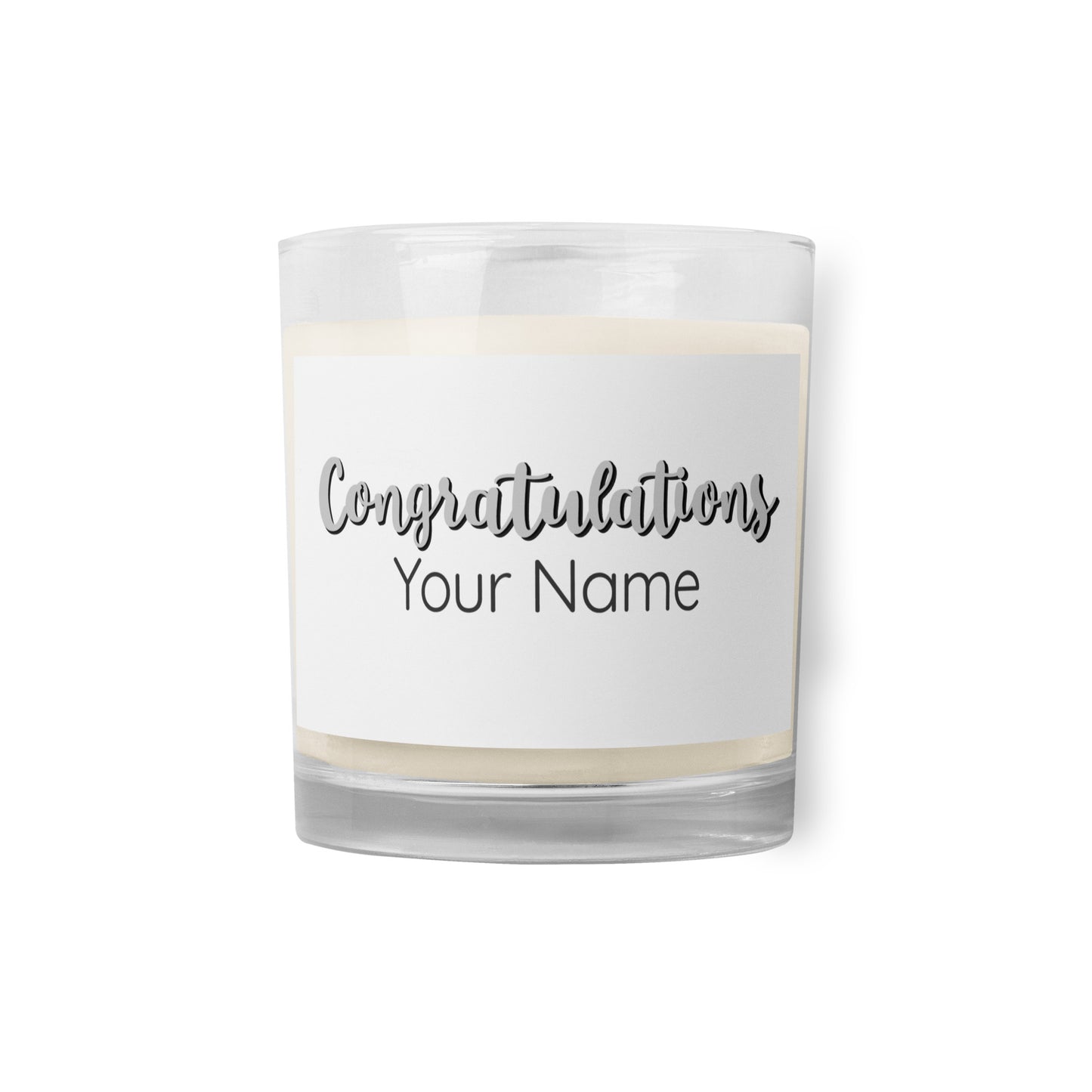 Congratulations Silver Personalized Glass Jar Candle