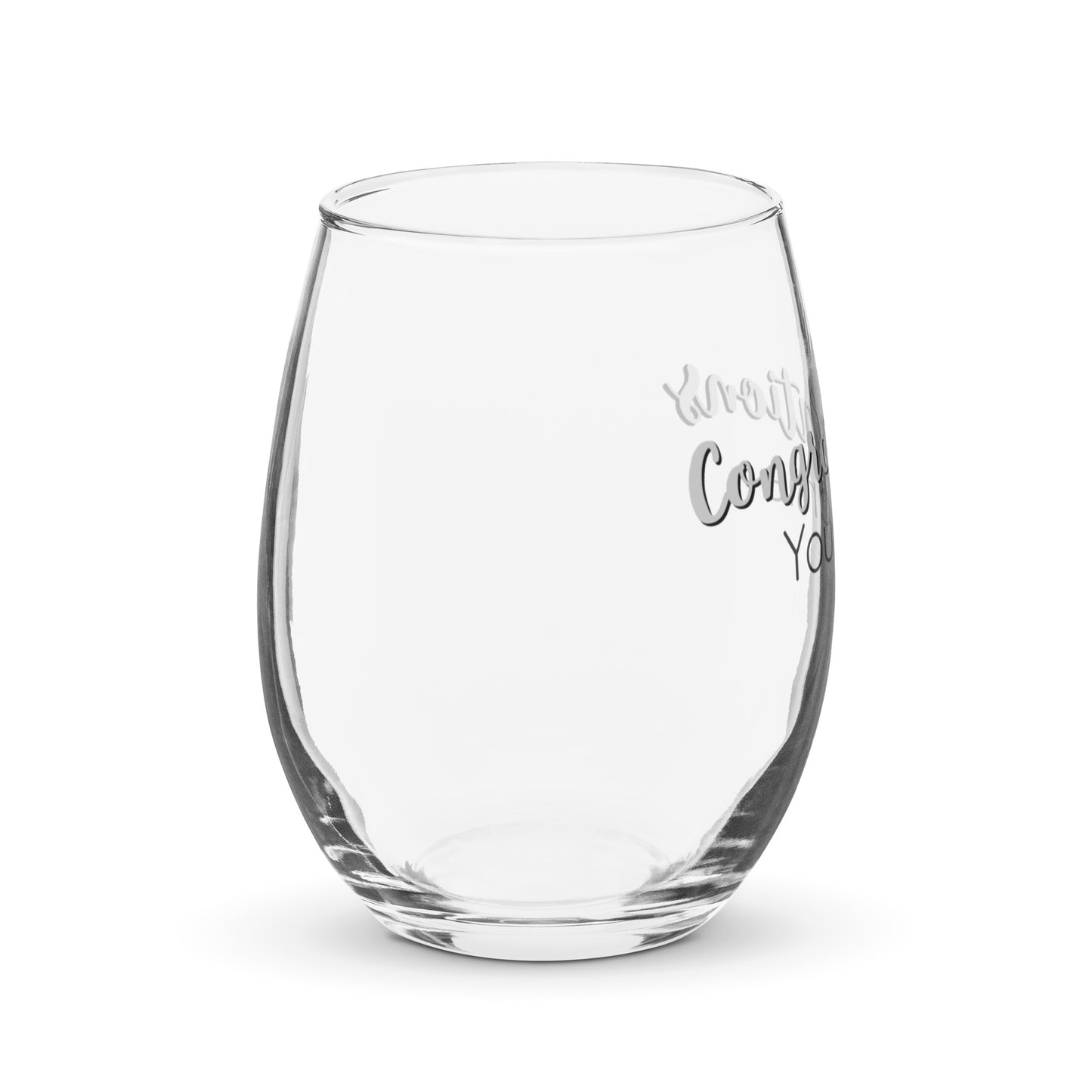 Congratulations Silver Personalized Stemless Wine Glass